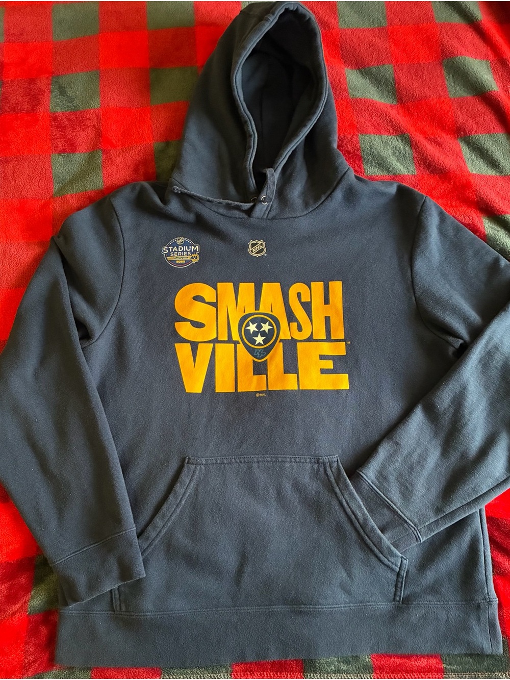 NHL Navy and Yellow Smashville Pullover Hoodie
